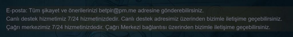 betpir iletişim